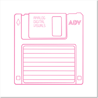 Floppy Disk (Blush Red Lines) Analog / Computer Posters and Art